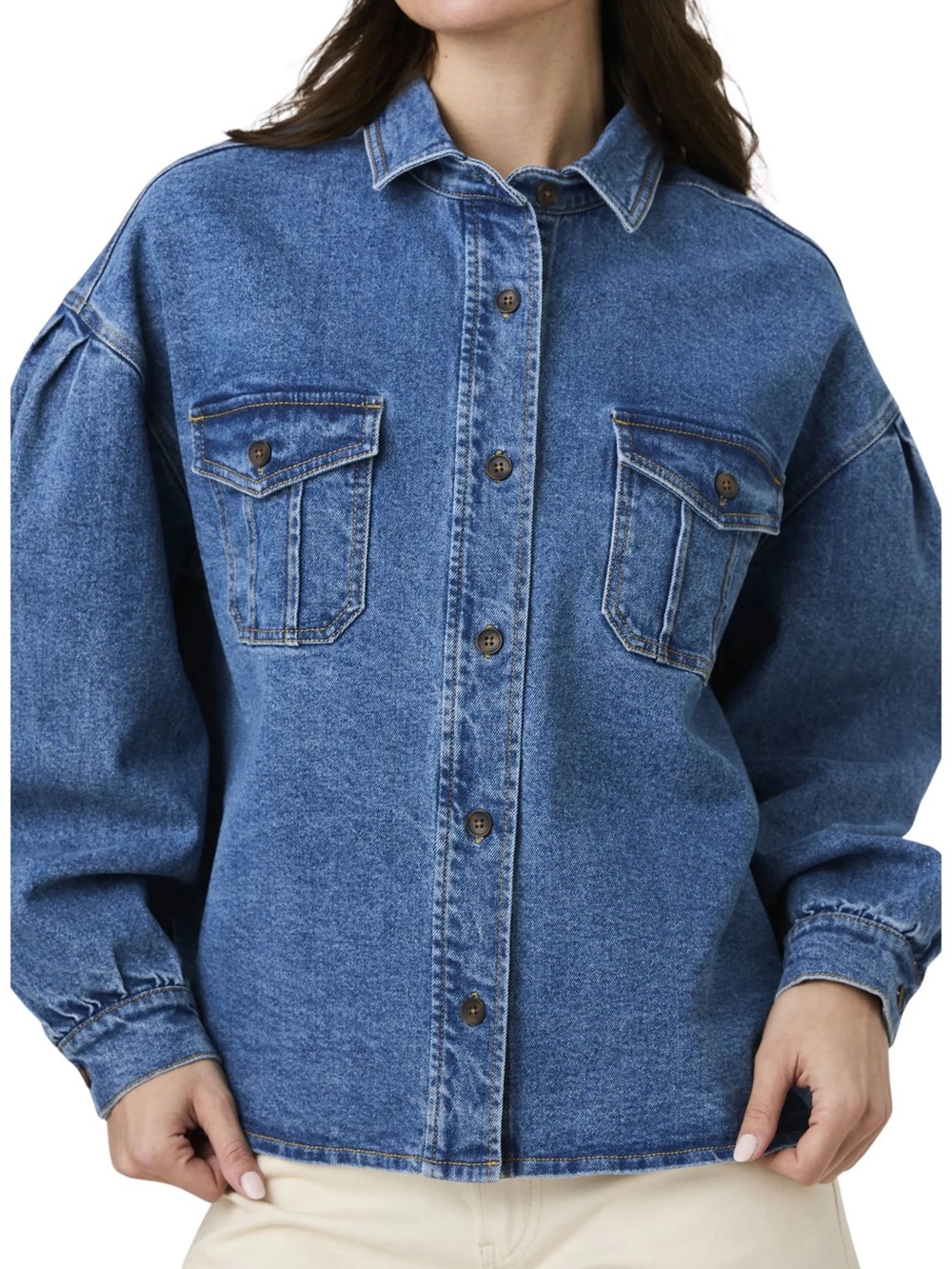 French Connection Blue Denim Button-Down Shirt